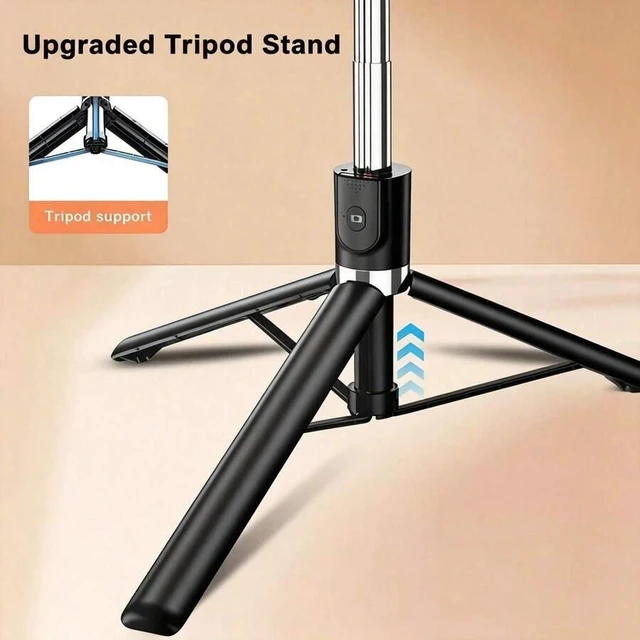 Alt view image 5 of 7 - Bks Extendable Aluminum Alloy Selfie Stick Tripod With Fill Light Bluetooth Remote Compatible IOS Android Smartphones