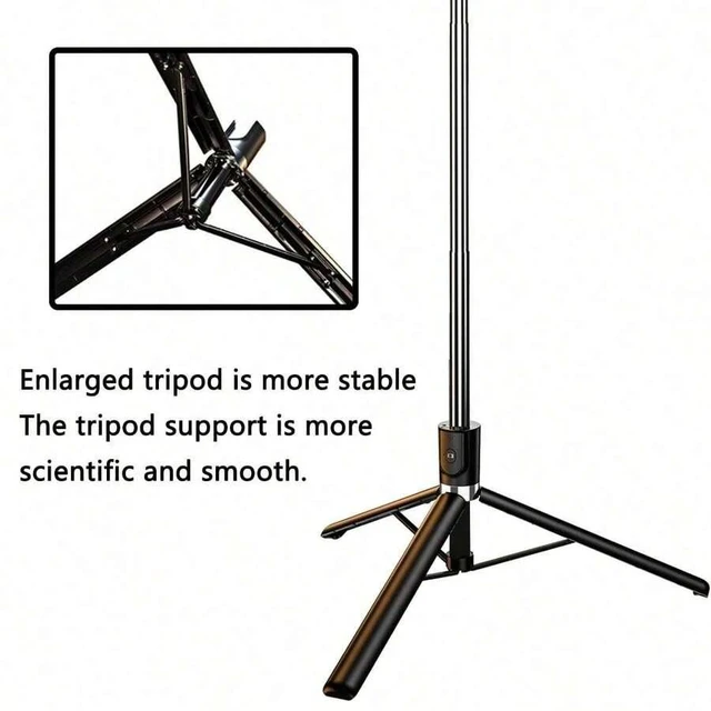 Alt view image 6 of 7 - Bks Extendable Aluminum Alloy Selfie Stick Tripod With Fill Light Bluetooth Remote Compatible IOS Android Smartphones