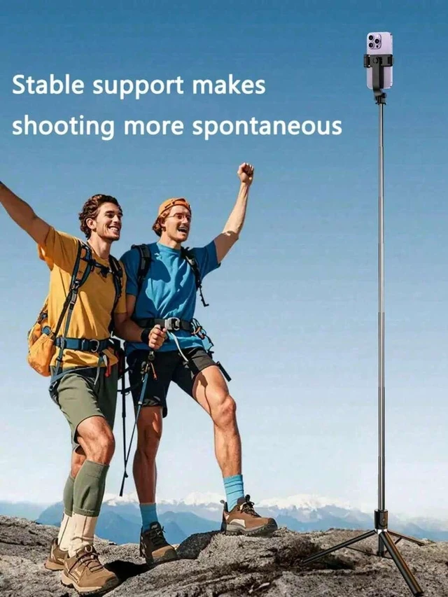 Alt view image 7 of 7 - Bks Extendable Aluminum Alloy Selfie Stick Tripod With Fill Light Bluetooth Remote Compatible IOS Android Smartphones