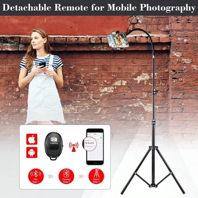 Alt view image 6 of 7 - Bks 63 Inch Aluminum Alloy 360 Rotating Tripod with Retractable Bracket for Live Streaming Vlogging and Mobile Photography