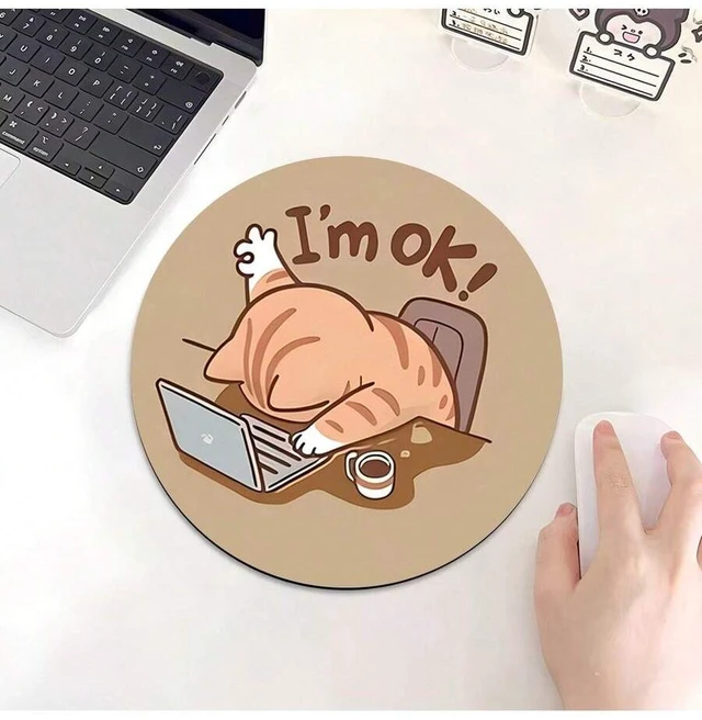 Main image of Bks Circular Mouse Pad 20x20cm Anti Slip Rubber Base Cute Design for Office Home Study and Gaming