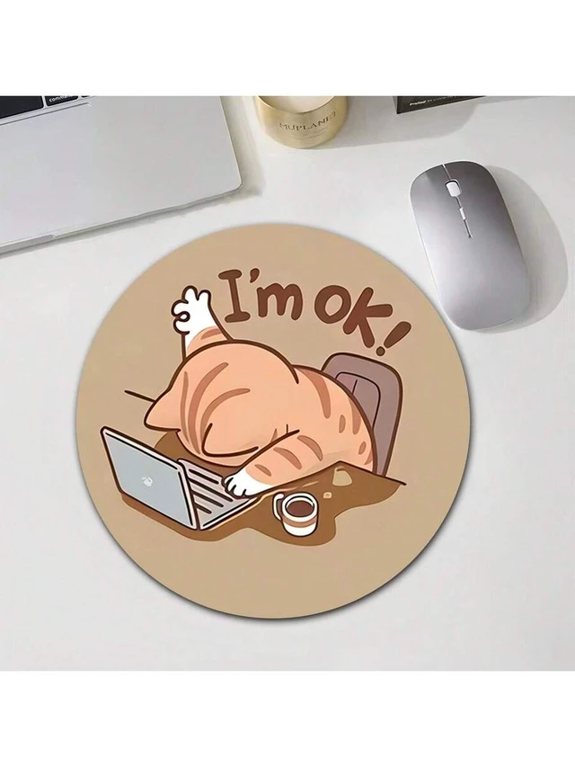 Alt view image 2 of 6 - Bks Circular Mouse Pad 20x20cm Anti Slip Rubber Base Cute Design for Office Home Study and Gaming