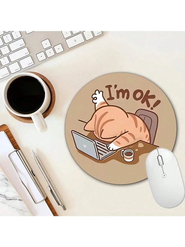 Alt view image 3 of 6 - Bks Circular Mouse Pad 20x20cm Anti Slip Rubber Base Cute Design for Office Home Study and Gaming