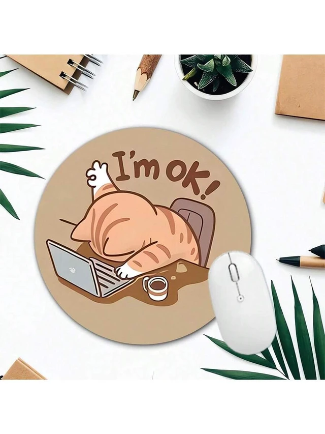 Alt view image 4 of 6 - Bks Circular Mouse Pad 20x20cm Anti Slip Rubber Base Cute Design for Office Home Study and Gaming