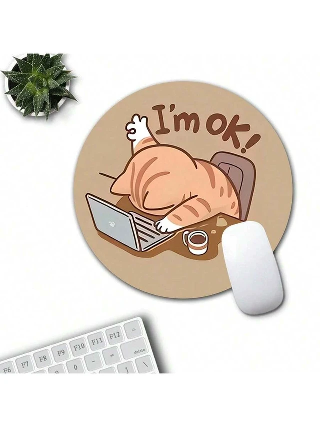 Alt view image 5 of 6 - Bks Circular Mouse Pad 20x20cm Anti Slip Rubber Base Cute Design for Office Home Study and Gaming