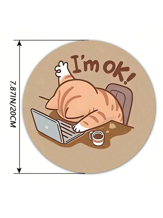 Alt view image 6 of 6 - Bks Circular Mouse Pad 20x20cm Anti Slip Rubber Base Cute Design for Office Home Study and Gaming