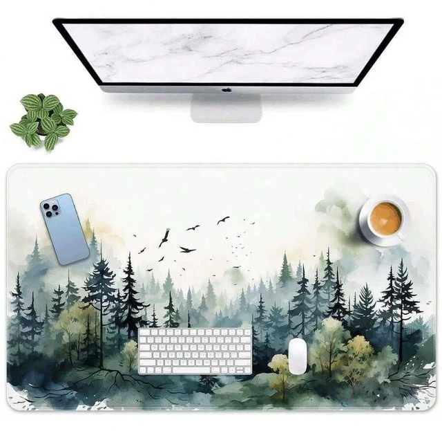Main image of Bks Large Gaming Mouse Pad Green Mountain Forest Design Non-Slip Rubber Base Desk Mat for Office and Home Use
