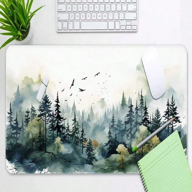 Alt view image 2 of 6 - Bks Large Gaming Mouse Pad Green Mountain Forest Design Non-Slip Rubber Base Desk Mat for Office and Home Use