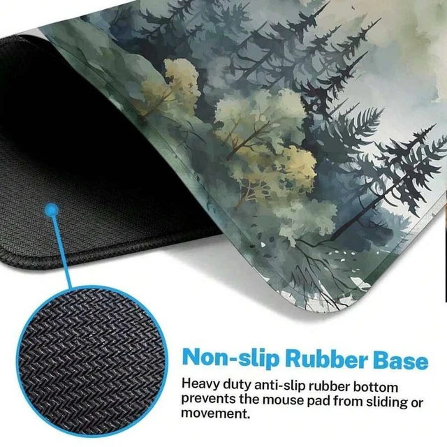Alt view image 4 of 6 - Bks Large Gaming Mouse Pad Green Mountain Forest Design Non-Slip Rubber Base Desk Mat for Office and Home Use