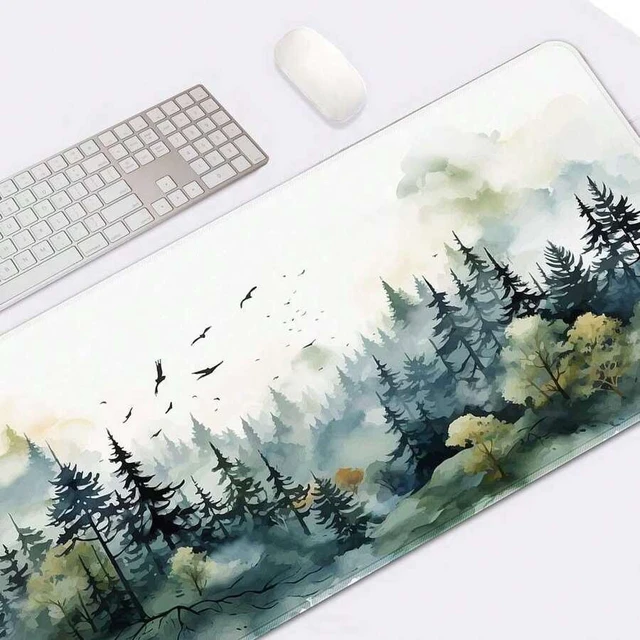 Alt view image 5 of 6 - Bks Large Gaming Mouse Pad Green Mountain Forest Design Non-Slip Rubber Base Desk Mat for Office and Home Use