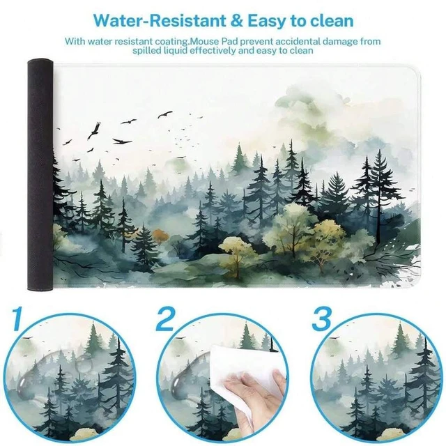 Alt view image 6 of 6 - Bks Large Gaming Mouse Pad Green Mountain Forest Design Non-Slip Rubber Base Desk Mat for Office and Home Use