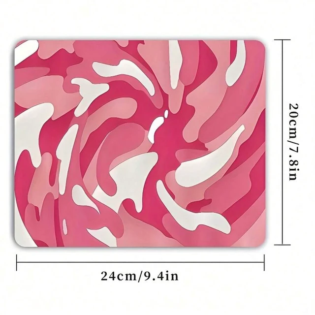 Main image of Bks Large Non-Slip Rubber Gaming Mouse Pad With Thick Stitched Edges, Bright Pink White Rotating Pattern, Wireless Mouse Compatible, Desktop Mat For Home Office