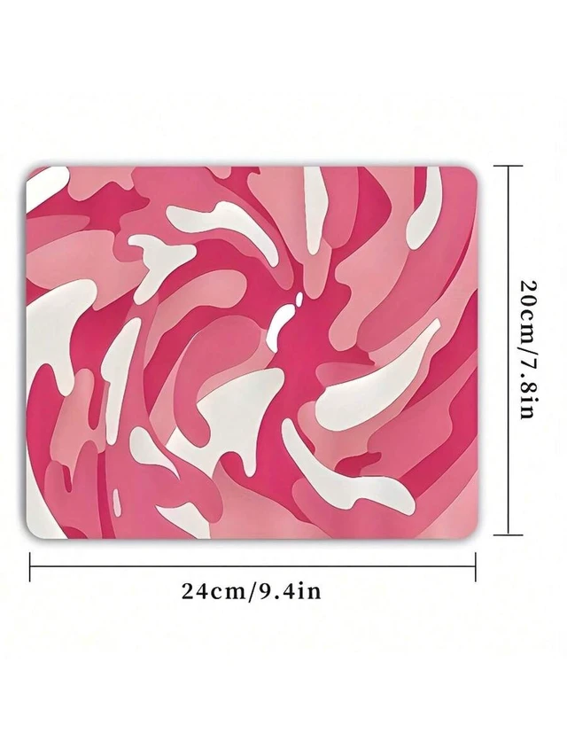 Alt view image 2 of 7 - Bks Large Non-Slip Rubber Gaming Mouse Pad With Thick Stitched Edges, Bright Pink White Rotating Pattern, Wireless Mouse Compatible, Desktop Mat For Home Office