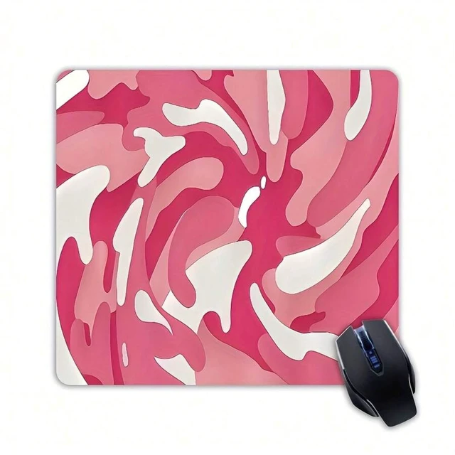 Alt view image 4 of 7 - Bks Large Non-Slip Rubber Gaming Mouse Pad With Thick Stitched Edges, Bright Pink White Rotating Pattern, Wireless Mouse Compatible, Desktop Mat For Home Office