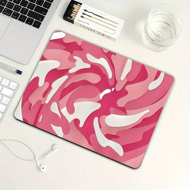 Alt view image 5 of 7 - Bks Large Non-Slip Rubber Gaming Mouse Pad With Thick Stitched Edges, Bright Pink White Rotating Pattern, Wireless Mouse Compatible, Desktop Mat For Home Office