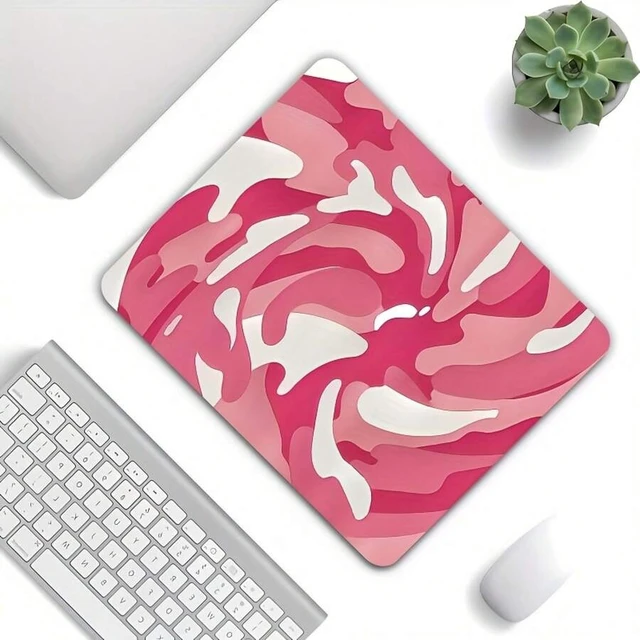 Alt view image 7 of 7 - Bks Large Non-Slip Rubber Gaming Mouse Pad With Thick Stitched Edges, Bright Pink White Rotating Pattern, Wireless Mouse Compatible, Desktop Mat For Home Office