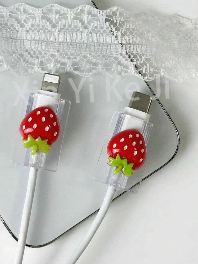 Alt view image 3 of 5 - Bks 2-Pack Strawberry Fruit Design USB Cable Protector Organizer for Phone Charger Accessories