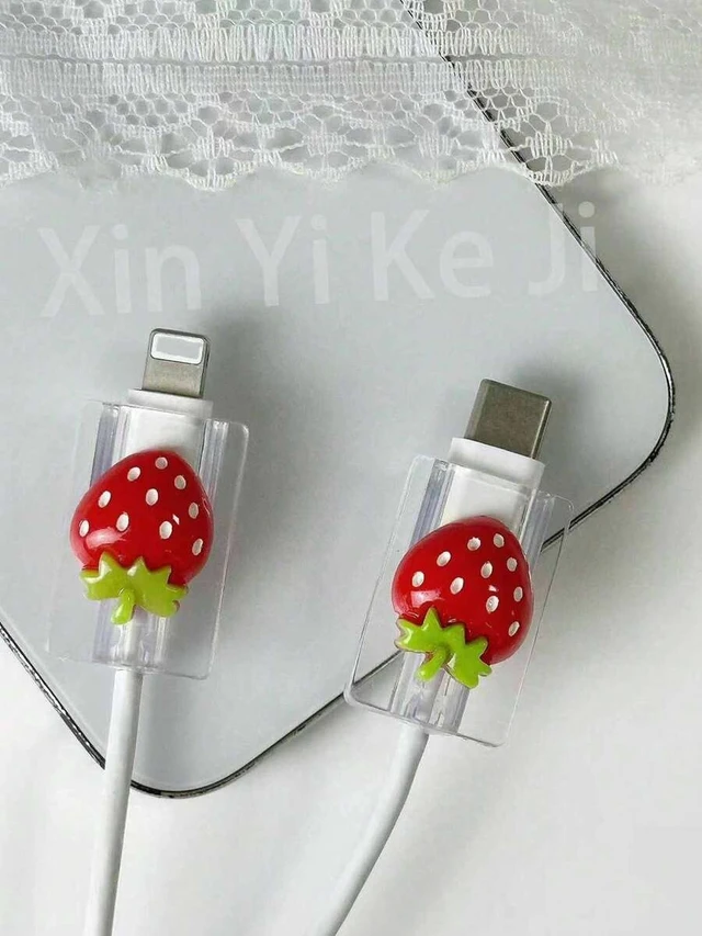 Alt view image 4 of 5 - Bks 2-Pack Strawberry Fruit Design USB Cable Protector Organizer for Phone Charger Accessories