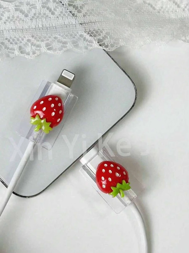 Alt view image 5 of 5 - Bks 2-Pack Strawberry Fruit Design USB Cable Protector Organizer for Phone Charger Accessories