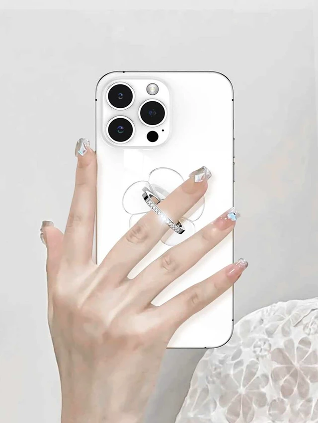 Alt view image 3 of 7 - Bks Universal Rhinestone Phone Ring Holder, 360 Rotating Metal Finger Grip Bracket for iPhone Android Desktop Stand
