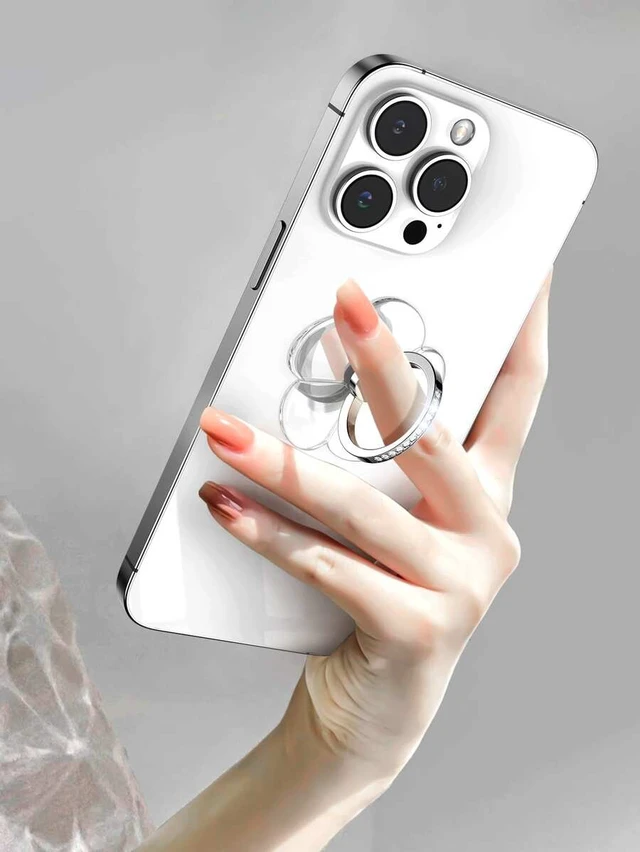 Alt view image 2 of 7 - Bks Universal Rhinestone Phone Ring Holder, 360 Rotating Metal Finger Grip Bracket for iPhone Android Desktop Stand
