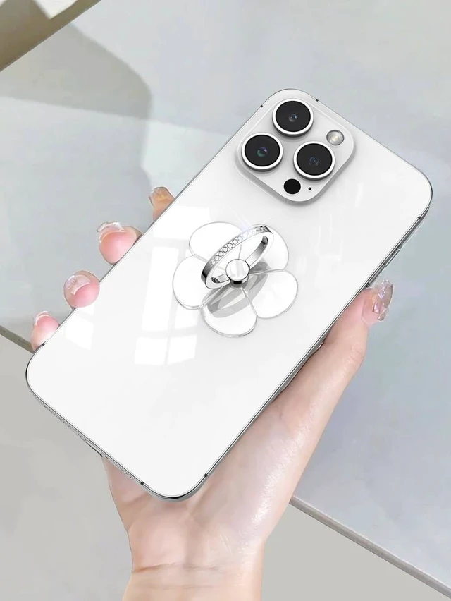 Alt view image 4 of 7 - Bks Universal Rhinestone Phone Ring Holder, 360 Rotating Metal Finger Grip Bracket for iPhone Android Desktop Stand