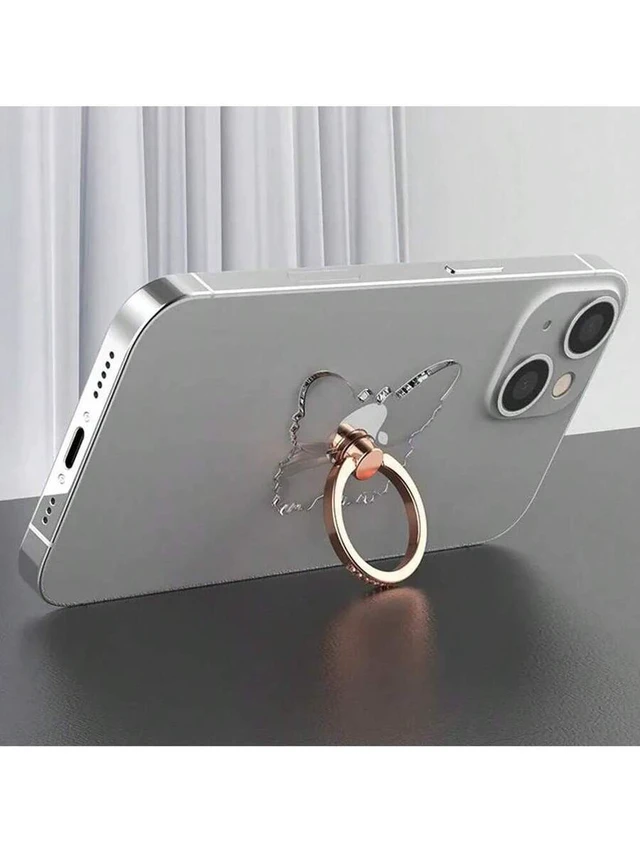 Alt view image 2 of 4 - Bks Transparent Butterfly Phone Ring Holder Stand Compatible iPhone Samsung Android Tablet Finger Grip Accessory Gift