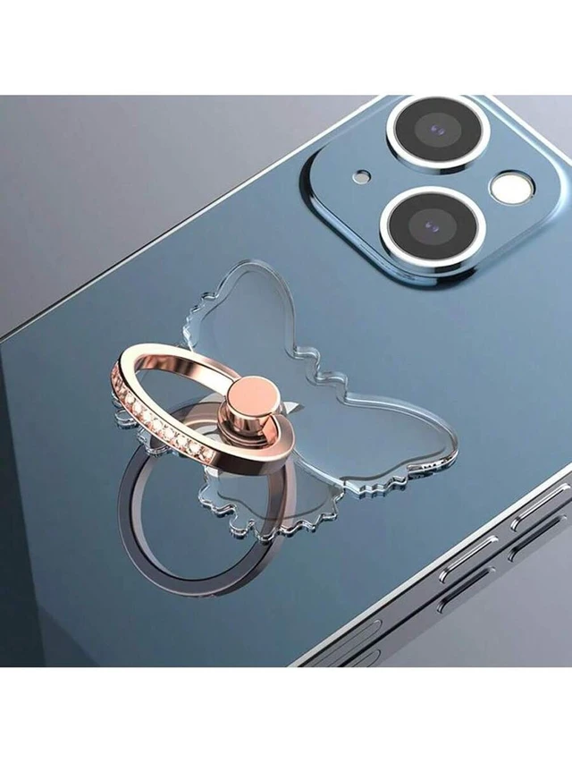 Alt view image 4 of 4 - Bks Transparent Butterfly Phone Ring Holder Stand Compatible iPhone Samsung Android Tablet Finger Grip Accessory Gift