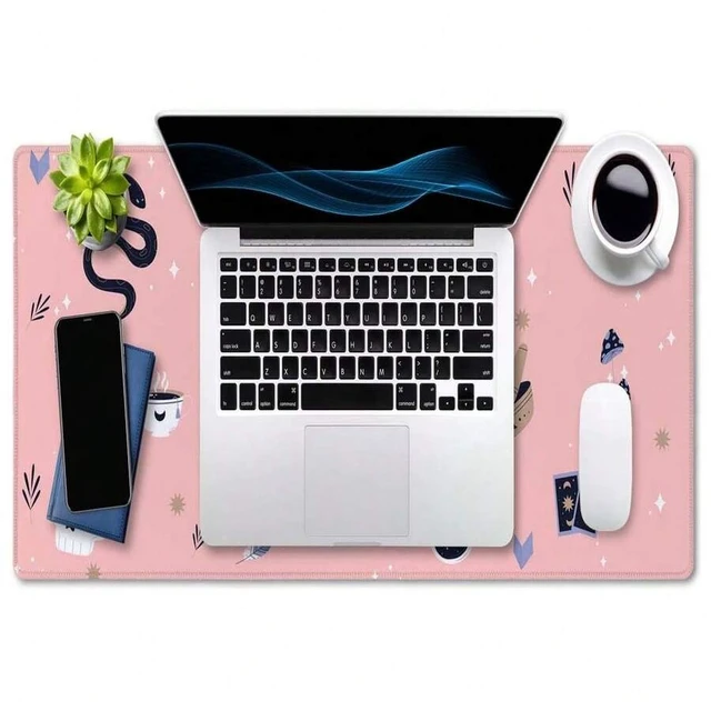Alt view image 3 of 5 - Bks Large Mouse Pad, Cute Pink Goth Desk Mat For Desktop, Women Girls Waterproof Gaming Mousepad, Boho Witch Computer PC Laptop Protector Writing Pads For School Office Home