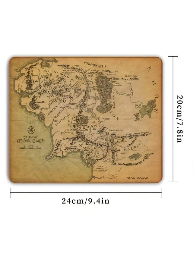Alt view image 2 of 7 - Bks Fantasy Map Print Gaming Mouse Pad Non-Slip Rubber Base Smooth Surface Portable Square Desk Mat for Office Laptop Desktop Retro Design