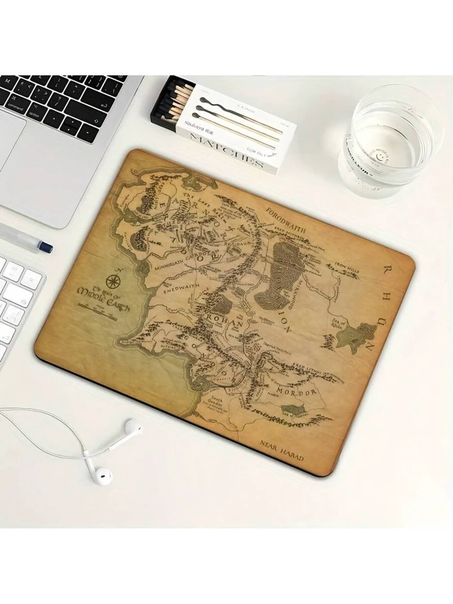 Alt view image 6 of 7 - Bks Fantasy Map Print Gaming Mouse Pad Non-Slip Rubber Base Smooth Surface Portable Square Desk Mat for Office Laptop Desktop Retro Design