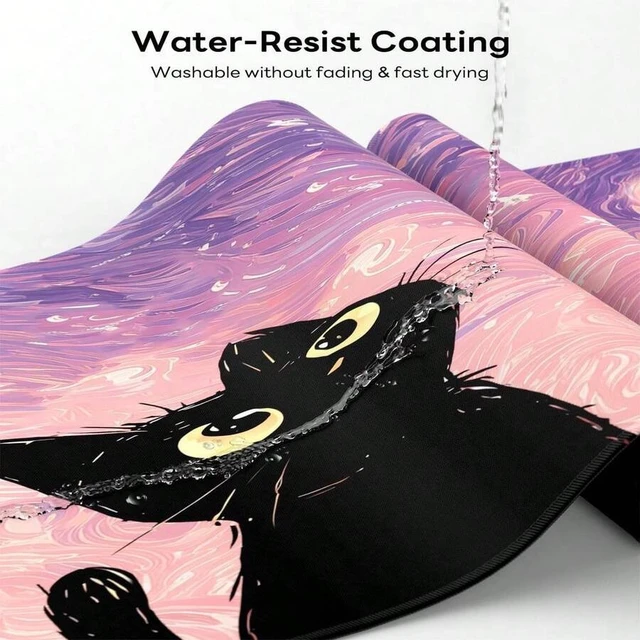 Alt view image 4 of 6 - Bks XL Gaming Mouse Pad Large Desk Mat With Anti-Slip Rubber Base Stitched Edges For Office Home - Van Gogh Cat