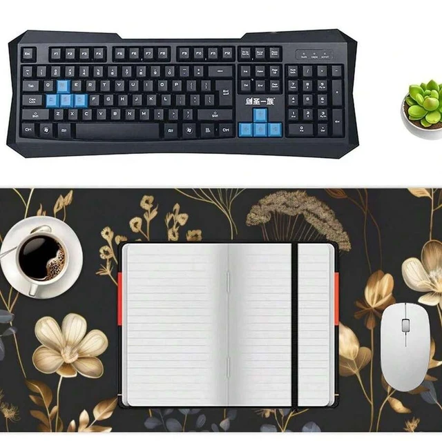 Alt view image 6 of 6 - Bks Flowers Desk Mat Large Mouse Pad XXL Gaming Mousepad Deskpad Big Extended Full Size Mouse Pad Desktop Desk Matt For Keyboard, Laptop Computer 35.43 X 15.75 In