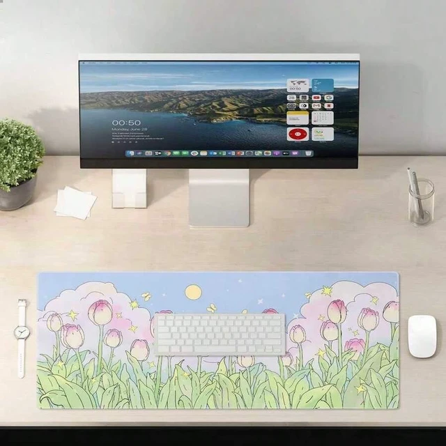 Alt view image 5 of 6 - Bks Large Extended Mouse Pad Desk Mat with Non-Slip Base and Stitched Edge for Home Office Gaming