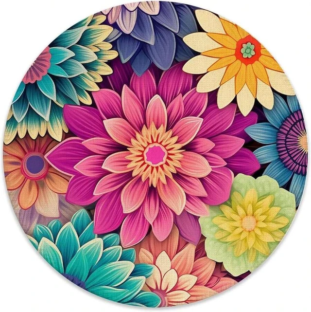 Main image of Bks Boho Colorful Floral Mouse Pad For Desk, Vibrant Rustic Flower Botanical Aesthetic Mousepad For Work Wireless Mouse Computers Laptop Desk Accessories, 7.9x7.9 Inch