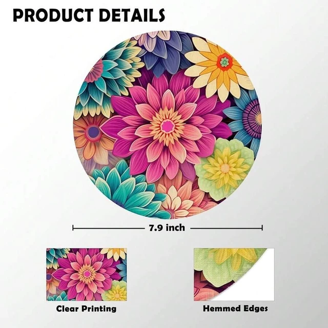 Alt view image 4 of 4 - Bks Boho Colorful Floral Mouse Pad For Desk, Vibrant Rustic Flower Botanical Aesthetic Mousepad For Work Wireless Mouse Computers Laptop Desk Accessories, 7.9x7.9 Inch
