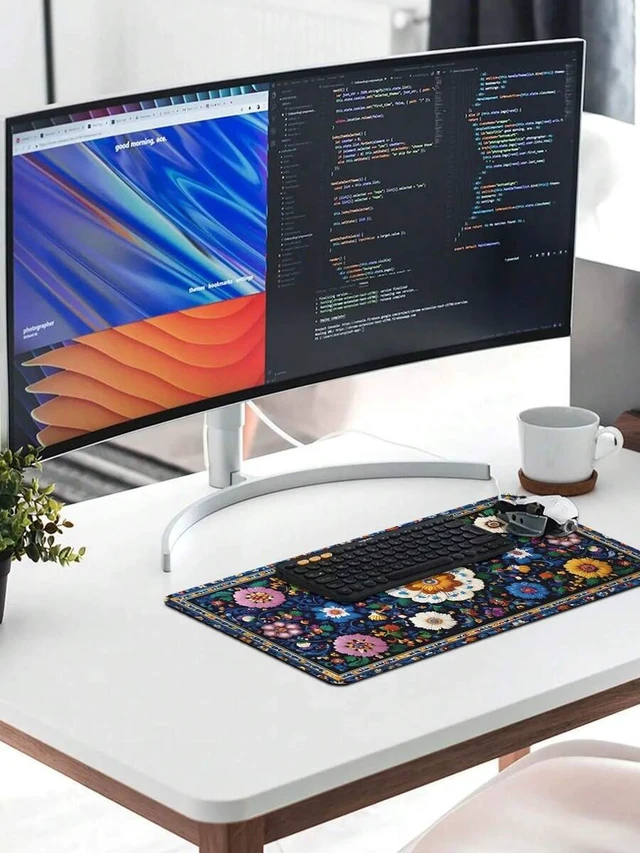 Alt view image 3 of 5 - Bks Gaming Mouse Pad Large Extended Desk Mat Non-Slip Base Anti-Fray Stitched Edges For PC Gamers Streamers