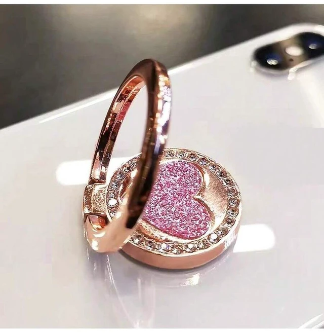 Main image of Bks Heart Metal Ring Buckle Phone Holder Universal Grip for iPhone Android Mobile Devices Finger Ring Stand Accessory Gift