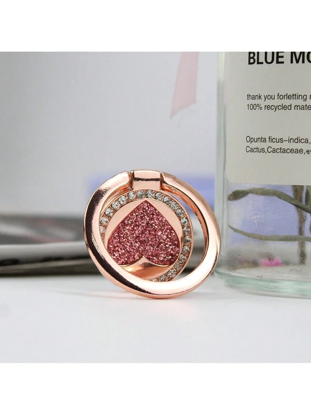 Alt view image 2 of 4 - Bks Heart Metal Ring Buckle Phone Holder Universal Grip for iPhone Android Mobile Devices Finger Ring Stand Accessory Gift