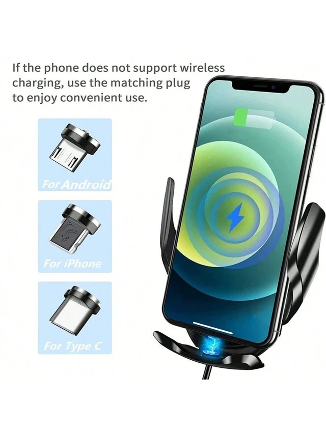 Alt view image 4 of 7 - Bks Wireless Car Charger Mount 15W Fast Charging Auto Clamp Air Vent Holder Compatible iPhone 17 16 15 14 13 12 11 Samsung Galaxy S25 S24 S23