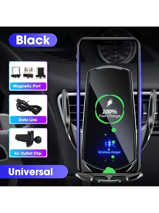 Alt view image 7 of 7 - Bks Wireless Car Charger Mount 15W Fast Charging Auto Clamp Air Vent Holder Compatible iPhone 17 16 15 14 13 12 11 Samsung Galaxy S25 S24 S23
