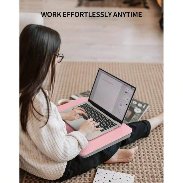 Alt view image 4 of 7 - Bks Portable Lap Desk with Pillow Cushion for 15.6 Inch Laptop Bed Couch Carpet Stand Pink