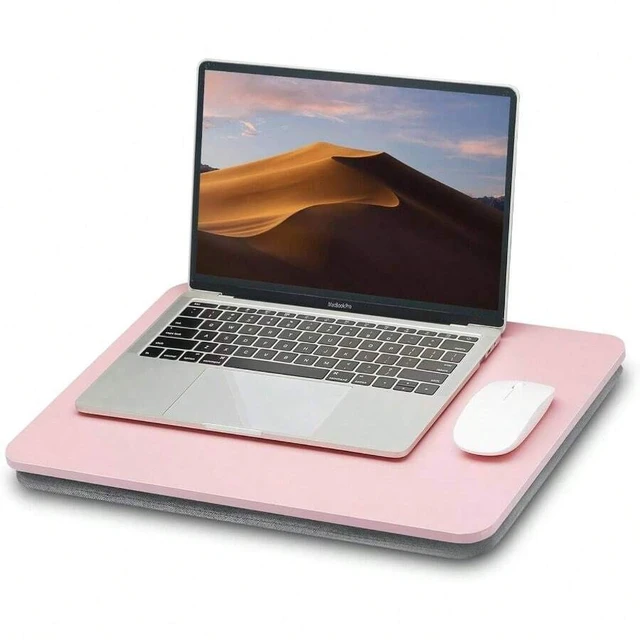 Alt view image 3 of 7 - Bks Portable Lap Desk with Pillow Cushion for 15.6 Inch Laptop Bed Couch Carpet Stand Pink