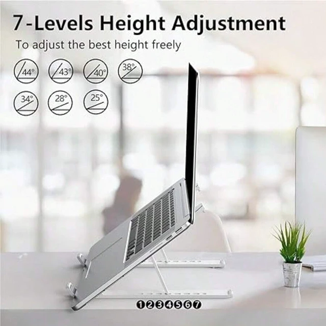 Alt view image 5 of 7 - Bks Laptop Stand For Desk Adjustable Riser Foldable Portable Holder Ventilated Cooling Notebook for 10-15.6 Inch Tablet White