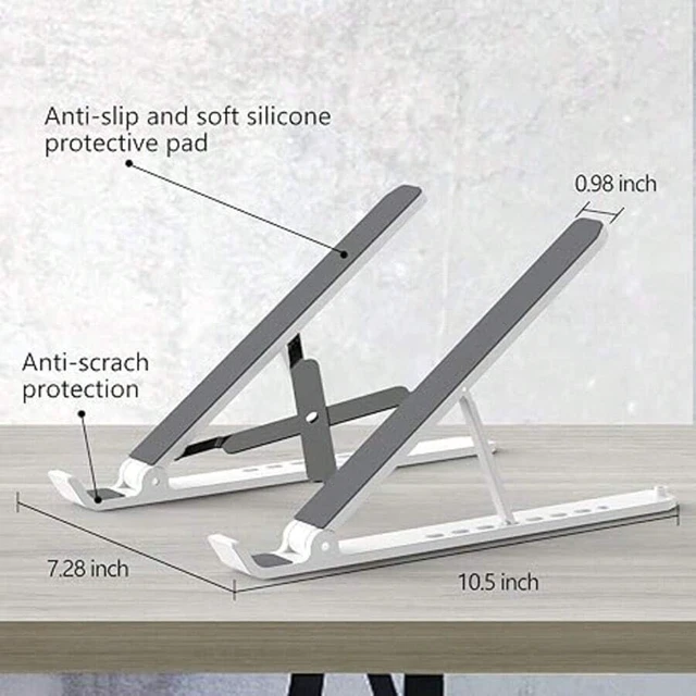 Alt view image 6 of 7 - Bks Laptop Stand For Desk Adjustable Riser Foldable Portable Holder Ventilated Cooling Notebook for 10-15.6 Inch Tablet White