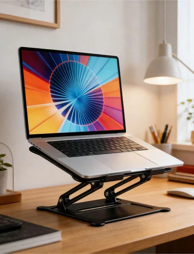 Main image of Bks Adjustable Aluminum Laptop Stand Holder Riser for MacBook Air Pro HP XPS 10-15.6 Inch Portable Ergonomic Cooling Desk Mount Black