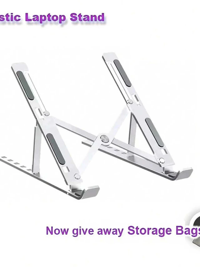 Main image of Bks Portable Adjustable Laptop Stand Riser with Phone Holder for Desk Notebook Mount ABS Plastic Black
