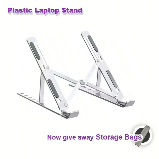Alt view image 3 of 7 - Bks Portable Adjustable Laptop Stand Riser with Phone Holder for Desk Notebook Mount ABS Plastic Black