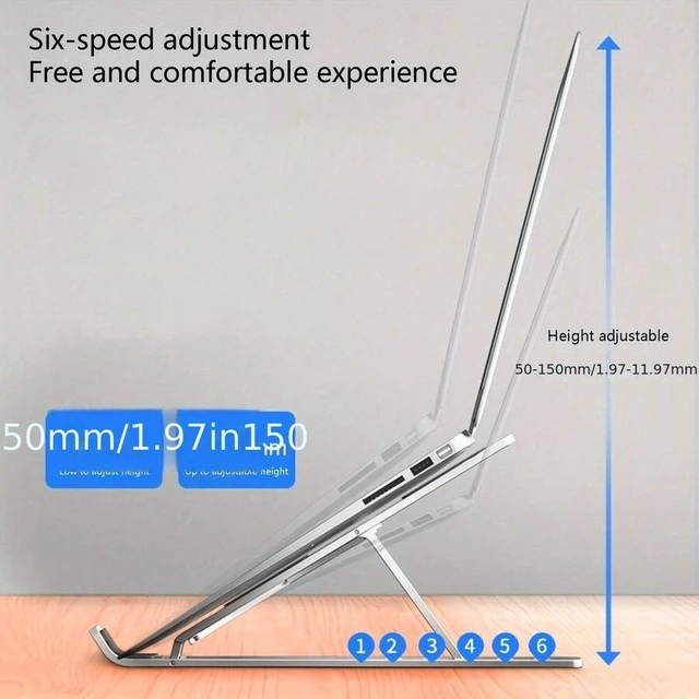 Alt view image 4 of 7 - Bks Portable Adjustable Laptop Stand Riser with Phone Holder for Desk Notebook Mount ABS Plastic Black
