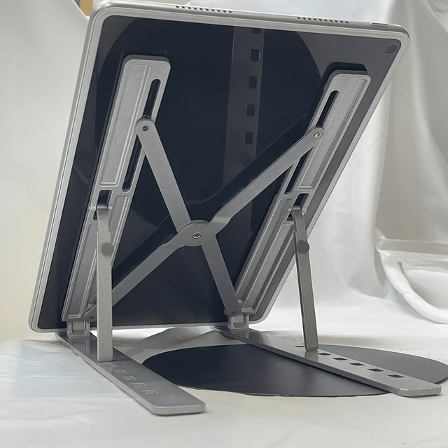 Alt view image 7 of 7 - Bks Portable Adjustable Laptop Stand Riser with Phone Holder for Desk Notebook Mount ABS Plastic Black